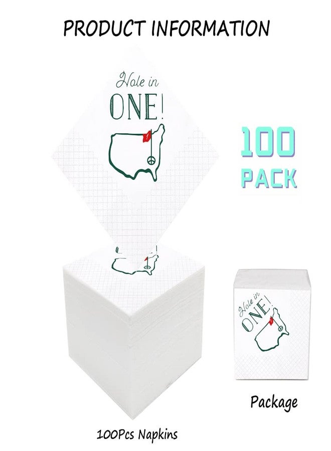 Geloar Golf Cocktail Napkins, 100 Pack Hole in One First Birthday Golf Themed Paper Disposable Cocktail Beverage Napkins for Baby 1st Hole In One Birthday Decorations 2-Ply, 5x5 Inches (Hole in One) - Image 2